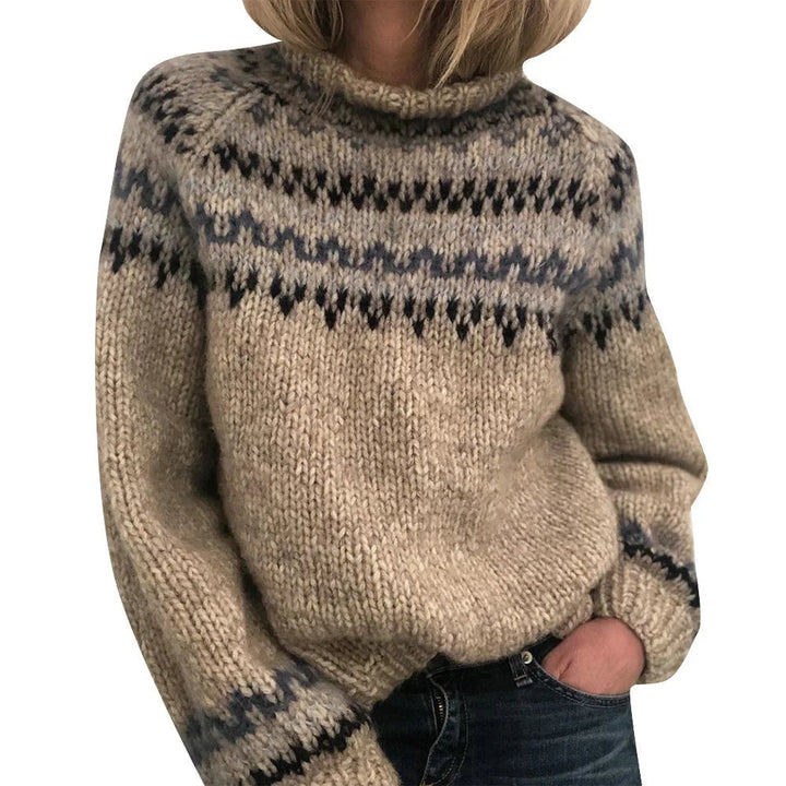 Close-up detail of the Adelina elegant sweater highlighting its clean lines and quality fabric
