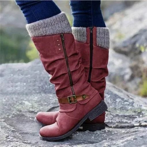 BobaFashion side-zip ankle boots in multiple color options including purple, brown, red, and grey