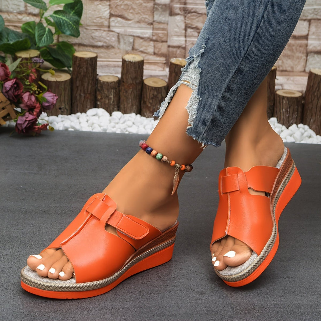 Aster women's sandals in red, side view highlighting vibrant color