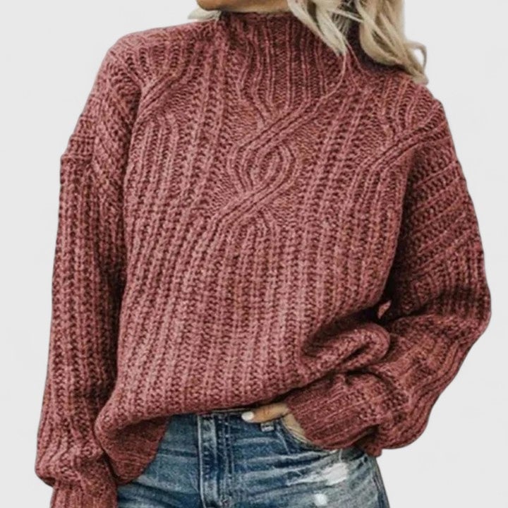 Avery Sophisticated Sweater draped elegantly, highlighting its cozy yet polished design