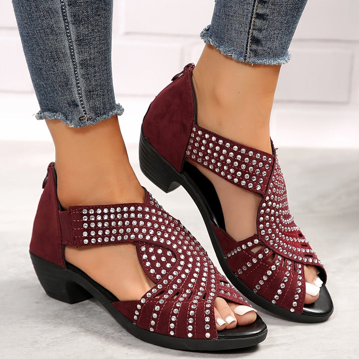 Avery adjustable sandals styled with a flowy sundress, lifestyle shot