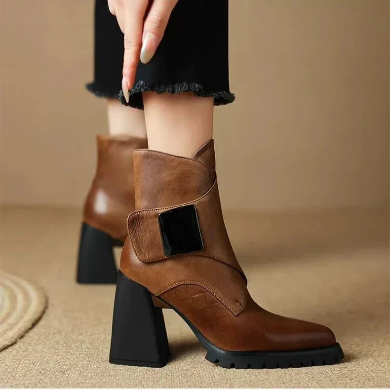 Overhead flat-lay of all three BobaFashion Aziel boot color options: black, brown, and khaki