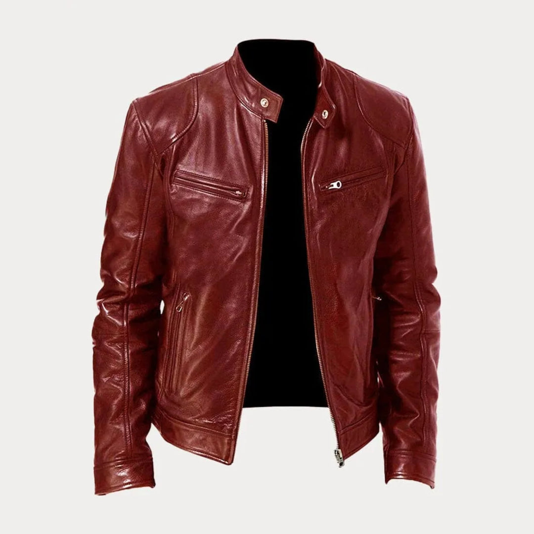 Side view of insulated casual jacket highlighting slim, minimalist silhouette