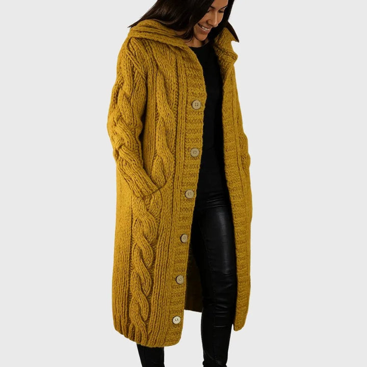 Close-up detail of the Cadence cozy coat fabric highlighting its premium soft fiber construction