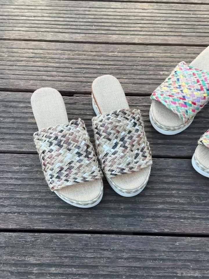 Detail shot of the cushioned footbed inside Celeste woven wedge sandals