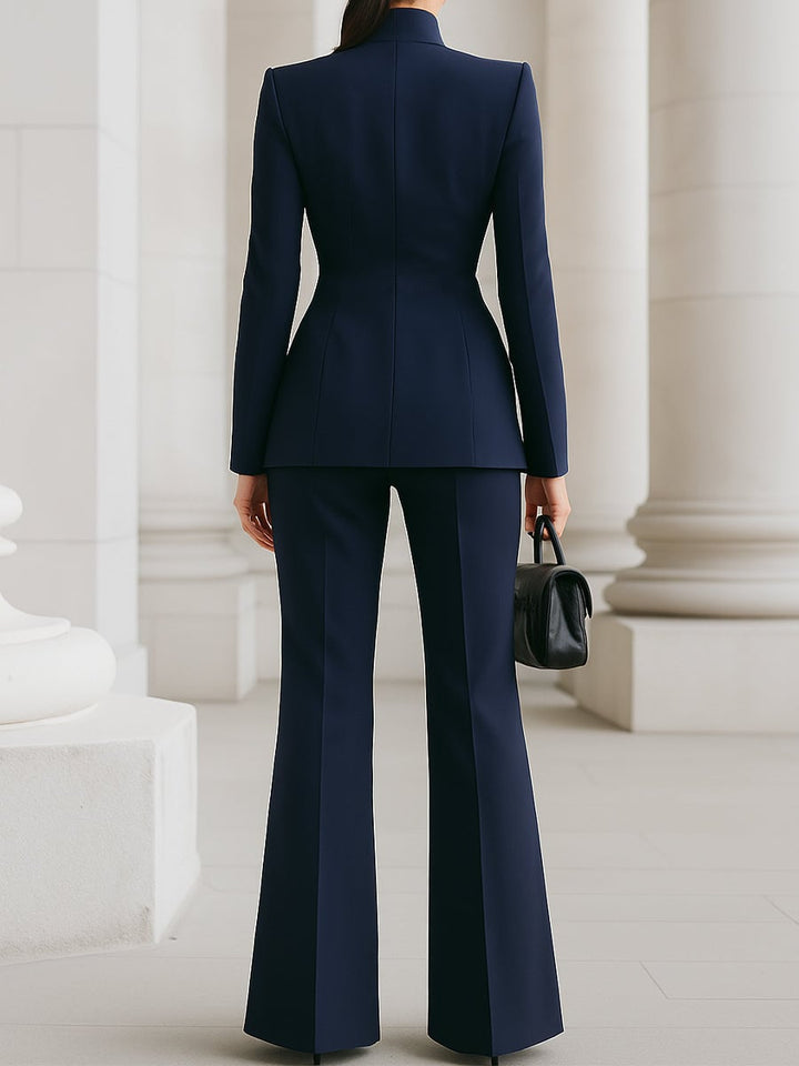 Flat lay of the Celeste blazer and wide leg pants set showing color and fabric detail