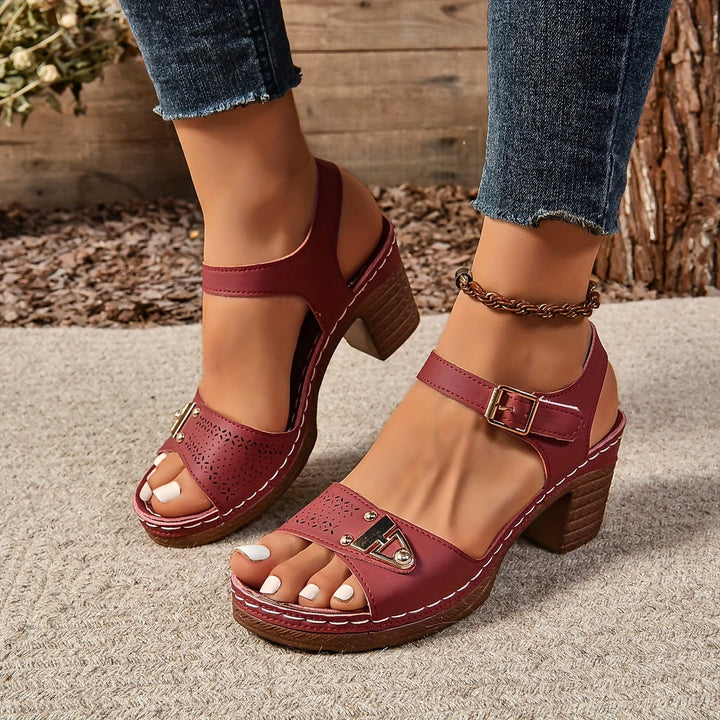 Demi women's sandal in white, side profile view