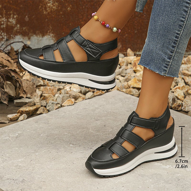 Front view of Diane elegant comfort sneakers in white with perforated upper and elevated sole