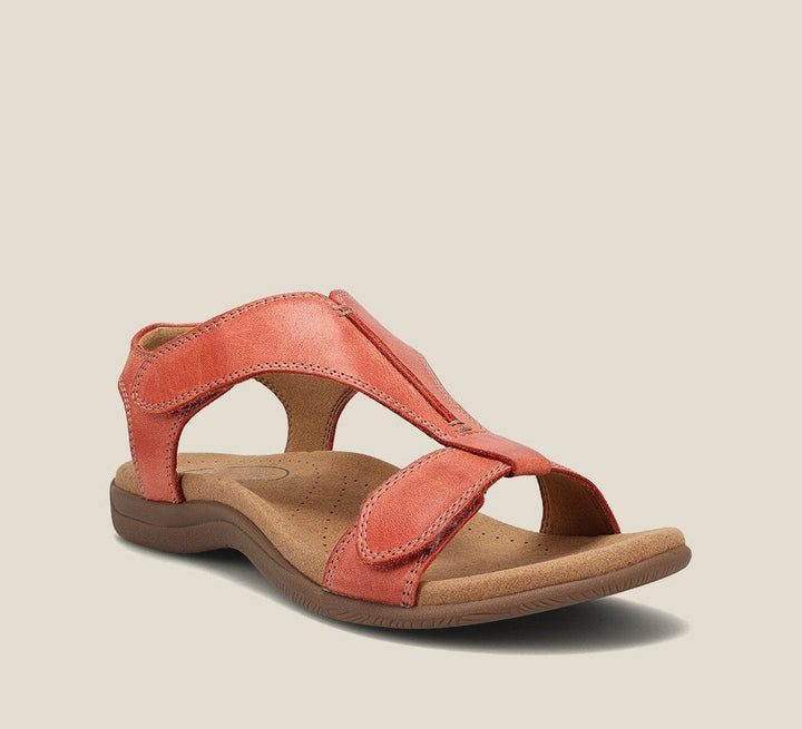Dove women's orthopedic cushioned sandals in Watermelon Red with contoured footbed and adjustable straps