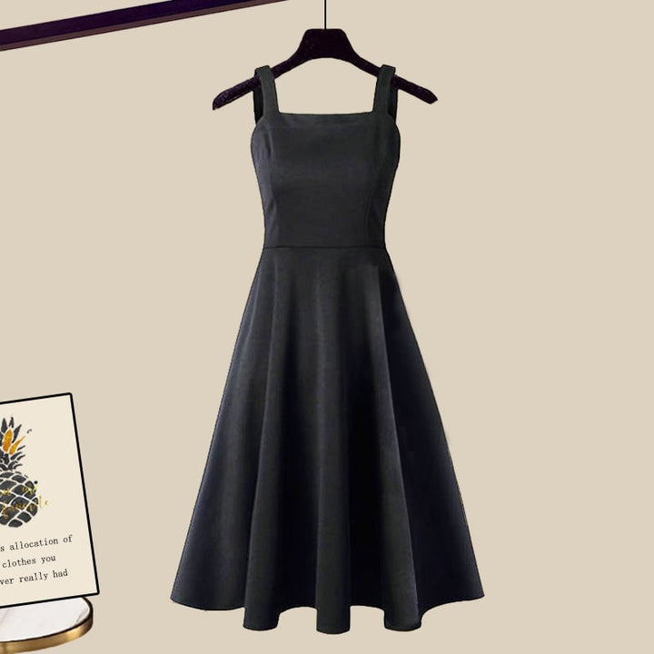 Detail shot of the knit texture and fit of the BobaFashion 2-in-1 dress set