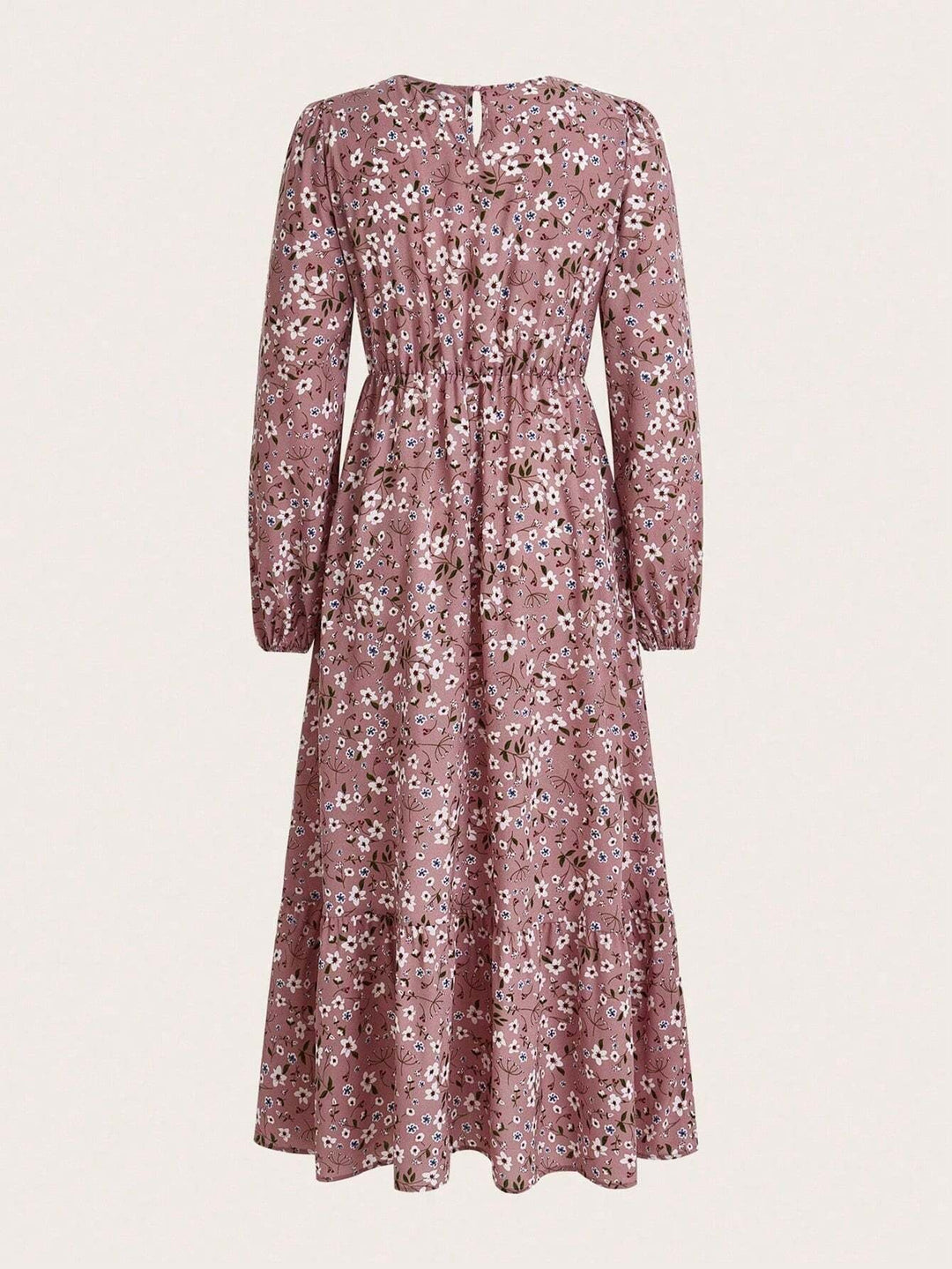 Flora maxi dress in red floral print, three-quarter angle view