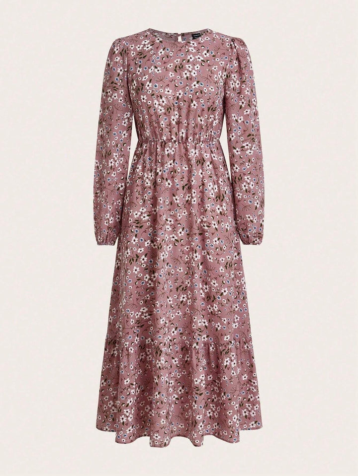 Flora maxi dress in royal blue floral print, full-length model shot