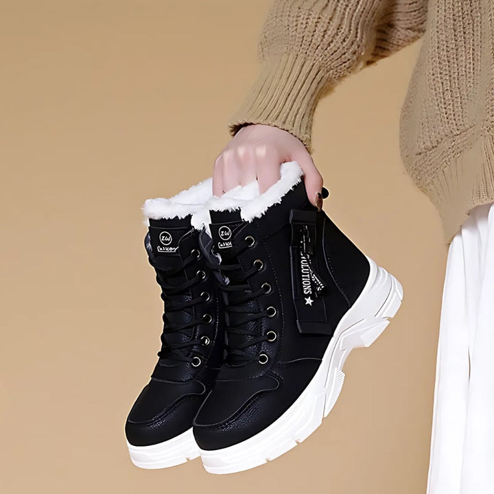 BobaFashion Freya comfort boots worn with a casual midi skirt outfit