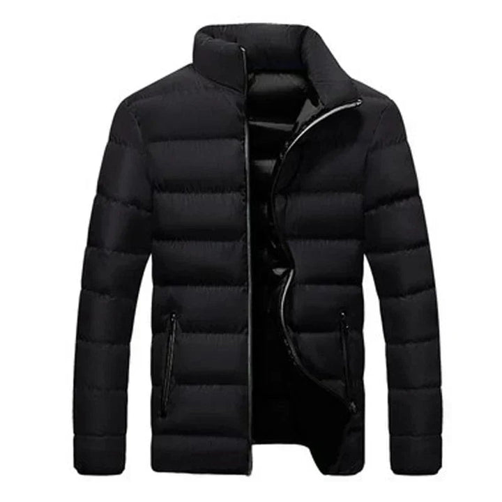 Front view of the Hendrix Elegant Thermal Jacket in a sleek, contemporary silhouette with zippered pockets
