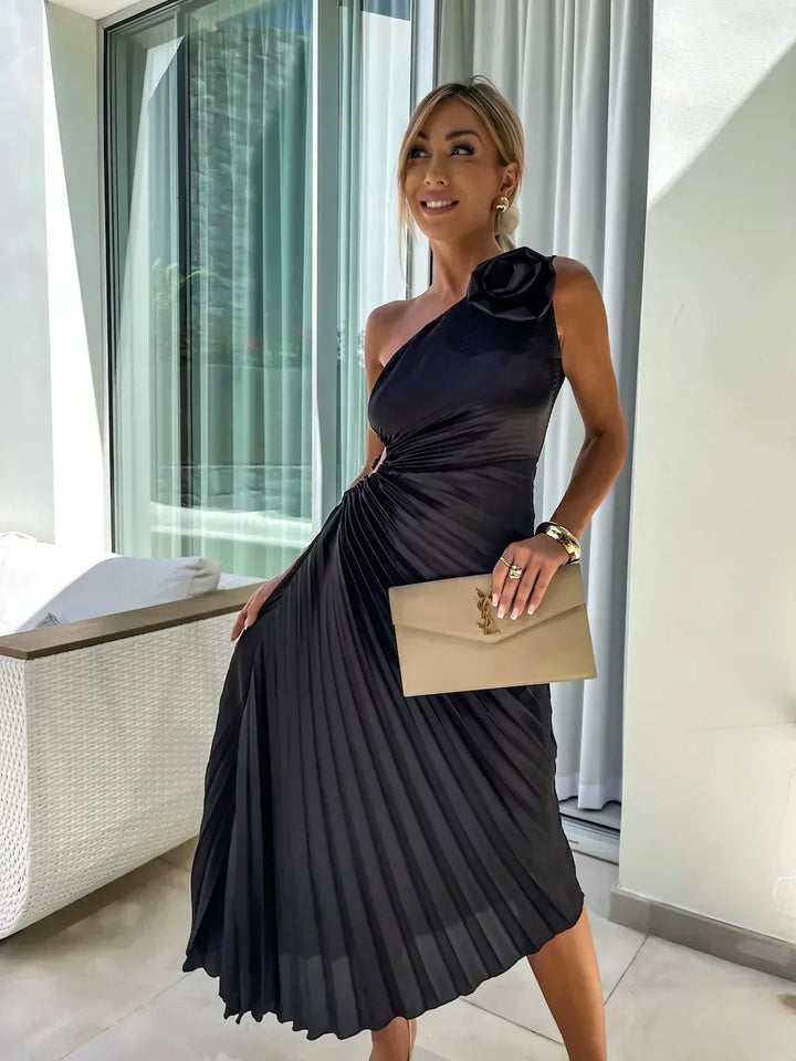 Juliette floral dress in beige, a versatile neutral for garden parties and brunches
