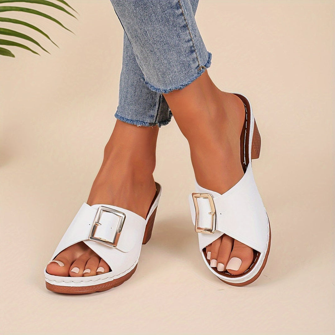 Kit women's sandal in white, side profile view