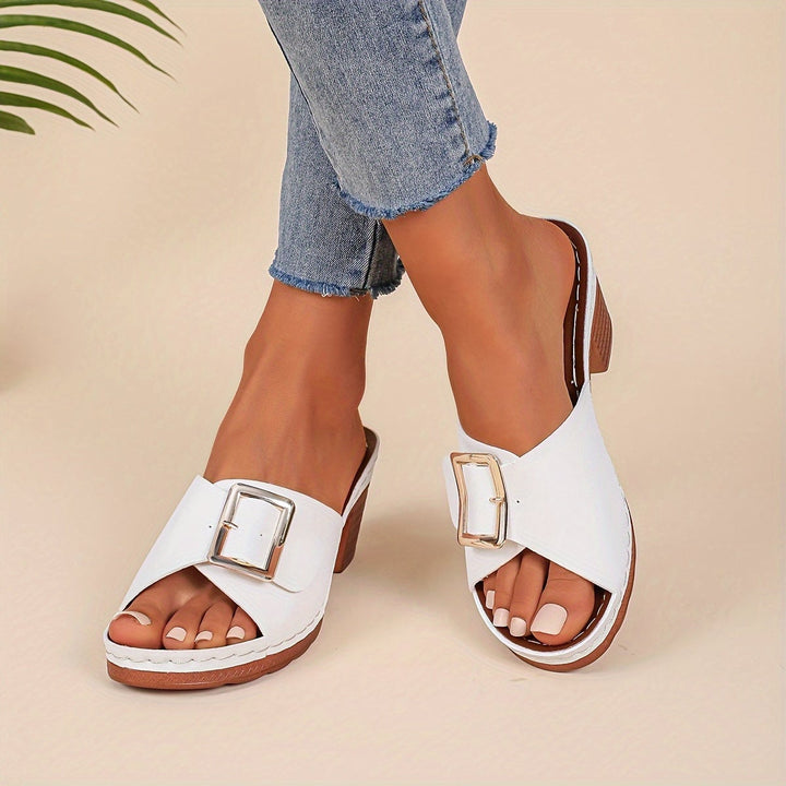 Kit women's sandal in white, side profile view