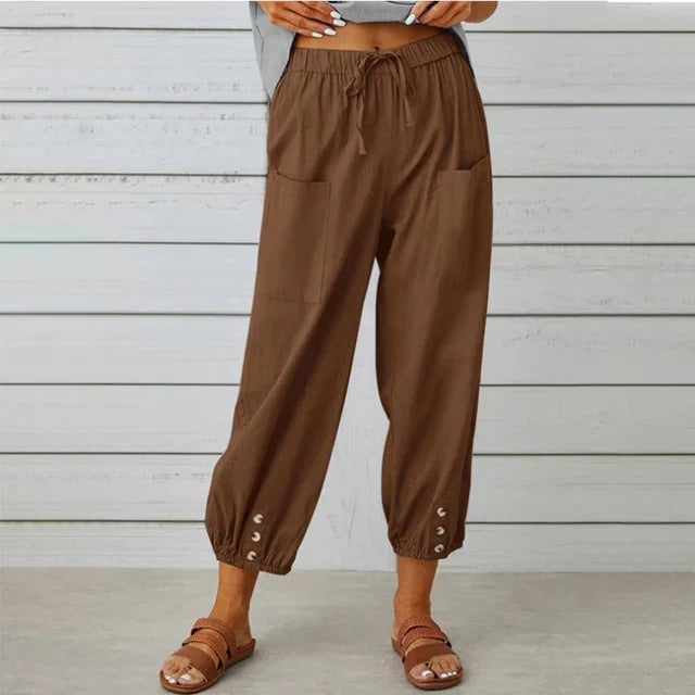 BobaFashion Lena High Waist Relaxed Pants in multiple color options displayed side by side
