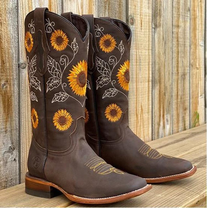 Luna bohemian style boots in all three colorways — khaki, brown, and dark brown — laid flat