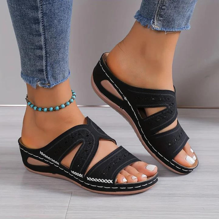 Maren sandal in green colorway showing lightweight construction and breathable materials