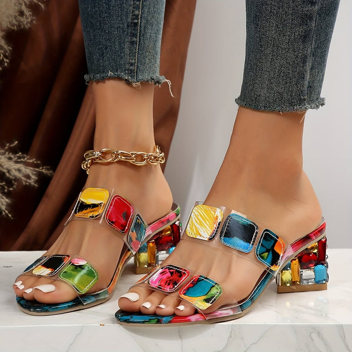 Close-up of colorful orthopedic sandal straps highlighting vibrant color detail and supportive footbed
