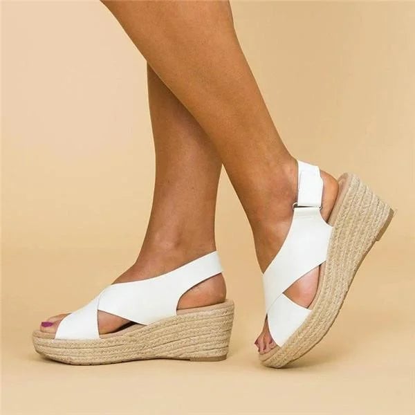 Neve women's cushioned sandal in beige with adjustable straps, side view