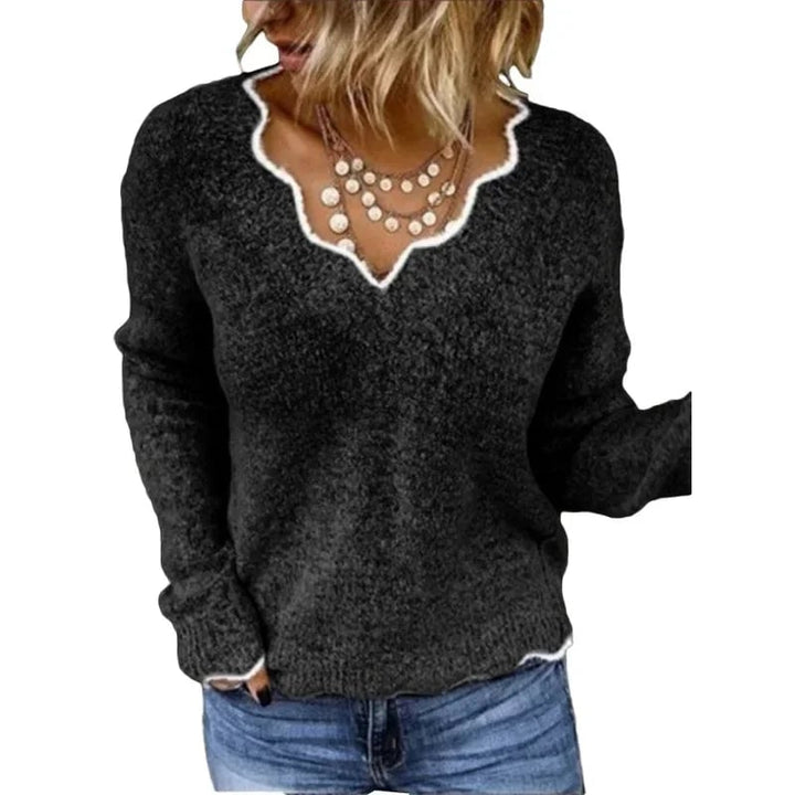 Nora elegant sweater in pink styled casually with jeans for an effortless weekend outfit