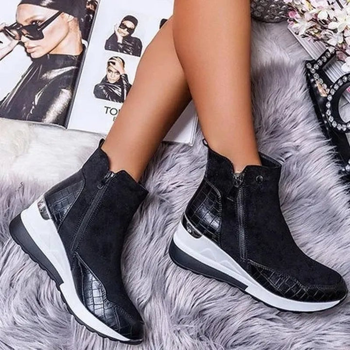 BobaFashion Nori orthopedic boot styled with neutral outfit, highlighting streamlined boot profile