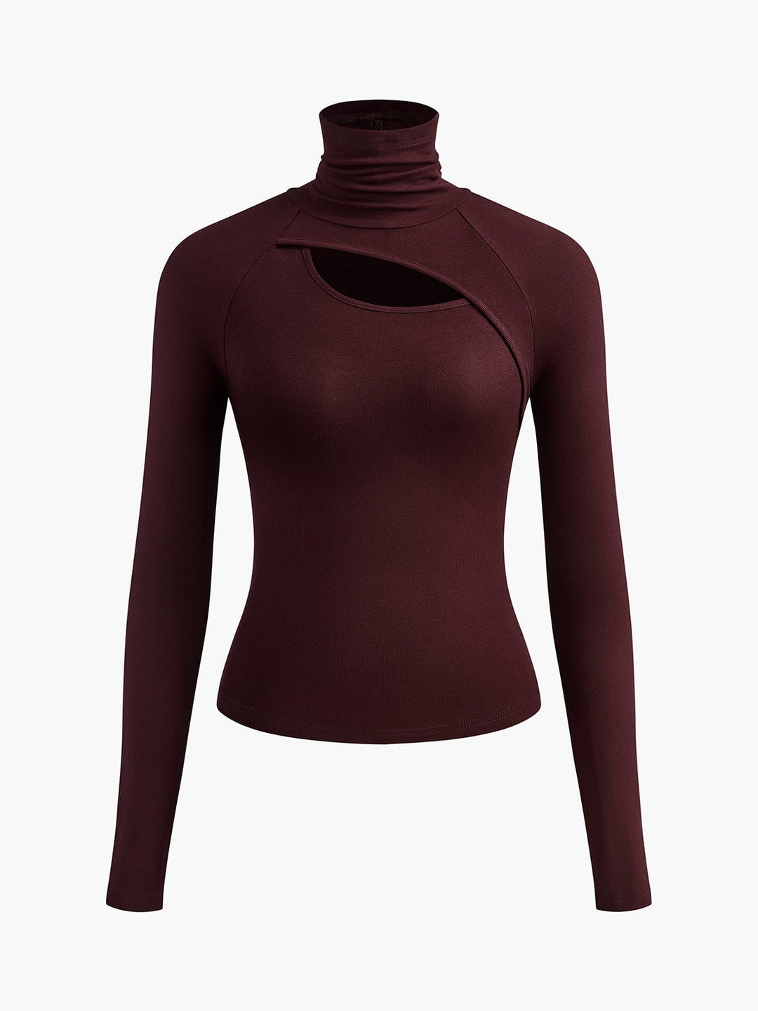 Back view of the Ravena black long sleeve turtleneck fitted top showing slim silhouette