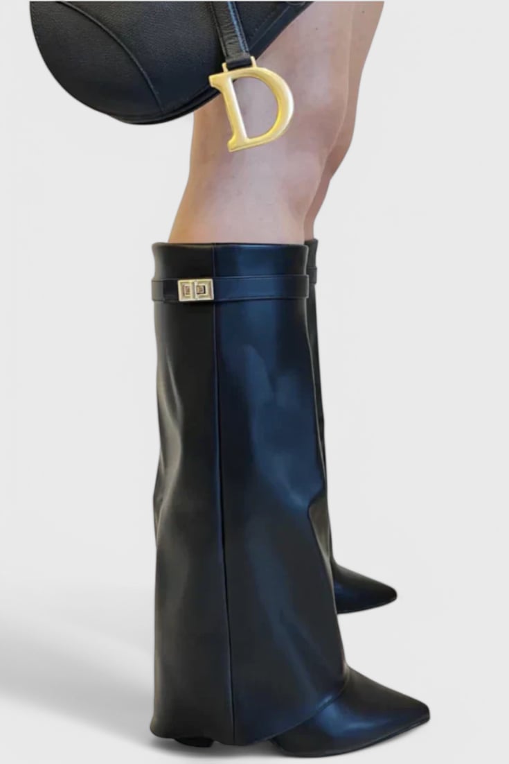 BobaFashion Raya everyday boots in apricot on a model, walking lifestyle shot
