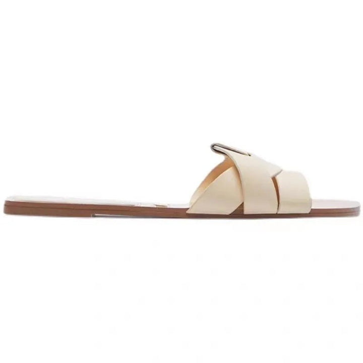 Angled view of Ridge slides in black showing breathable lightweight build and cushioned footbed