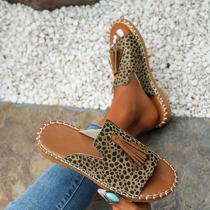Pair of Robin flat sandals shown side by side highlighting vibrant hues