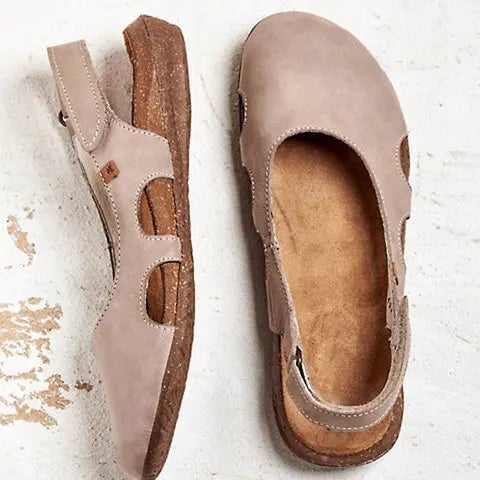 Side view of the Robin orthopedic sandal showing padded insole and elegant strap detailing