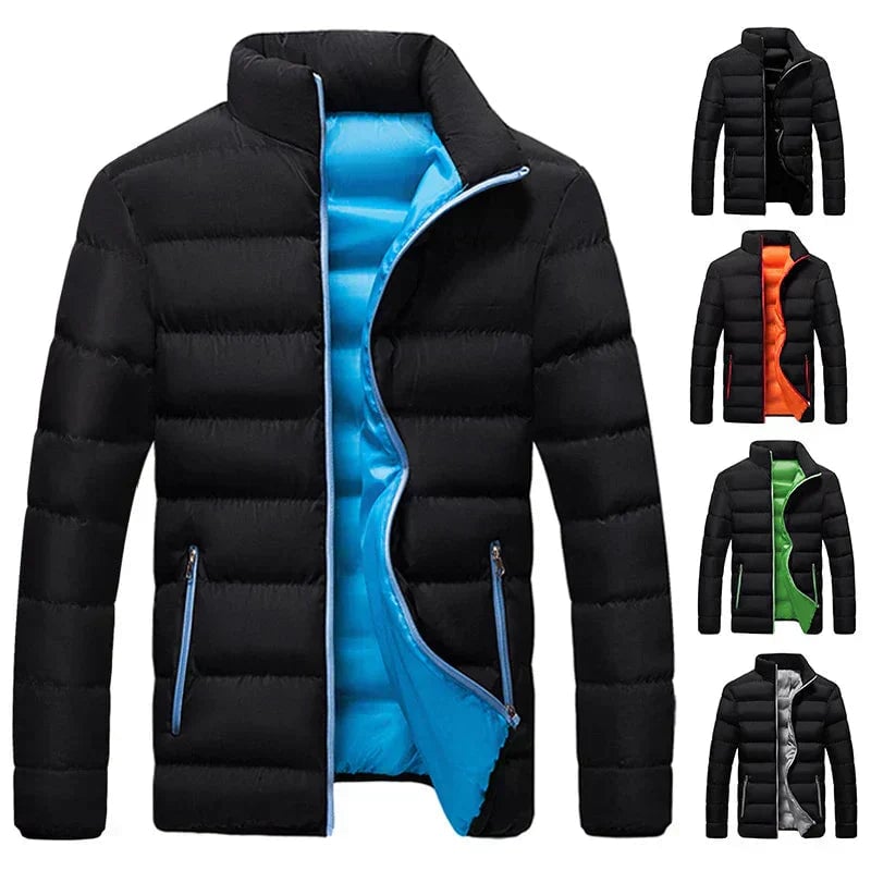 Lifestyle image of the elegant thermal jacket worn outdoors in a cold-weather setting
