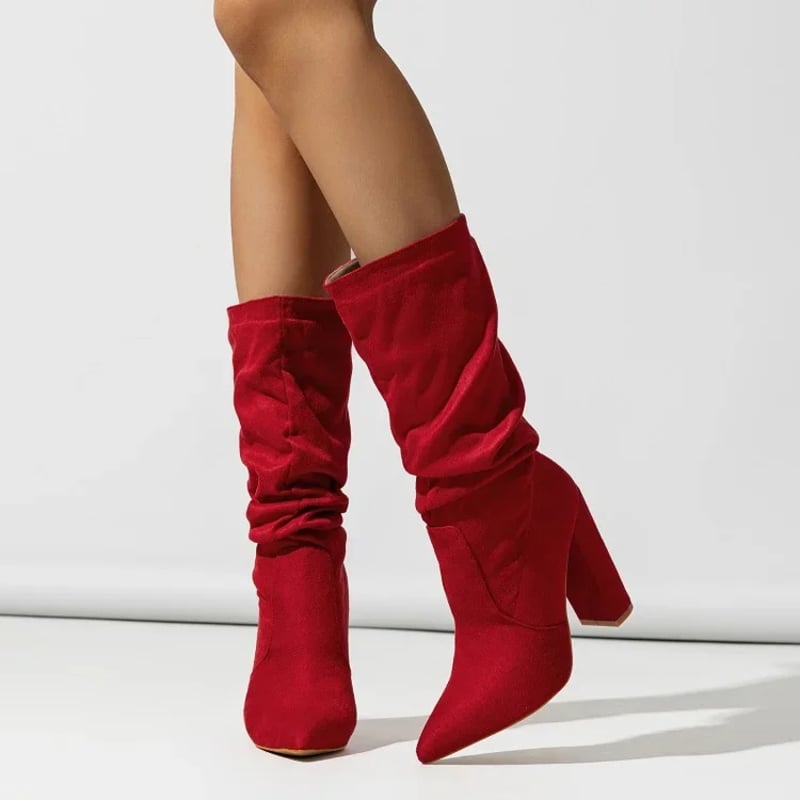 BobaFashion Serena slouchy boots in black displayed on a flat surface