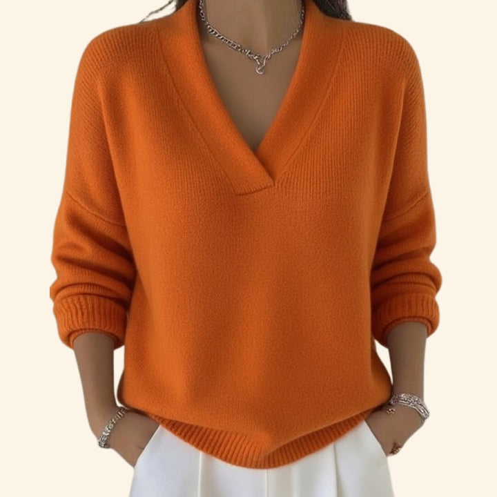 Back view of the Shayla V-neck blouse highlighting the relaxed fit and soft fabric