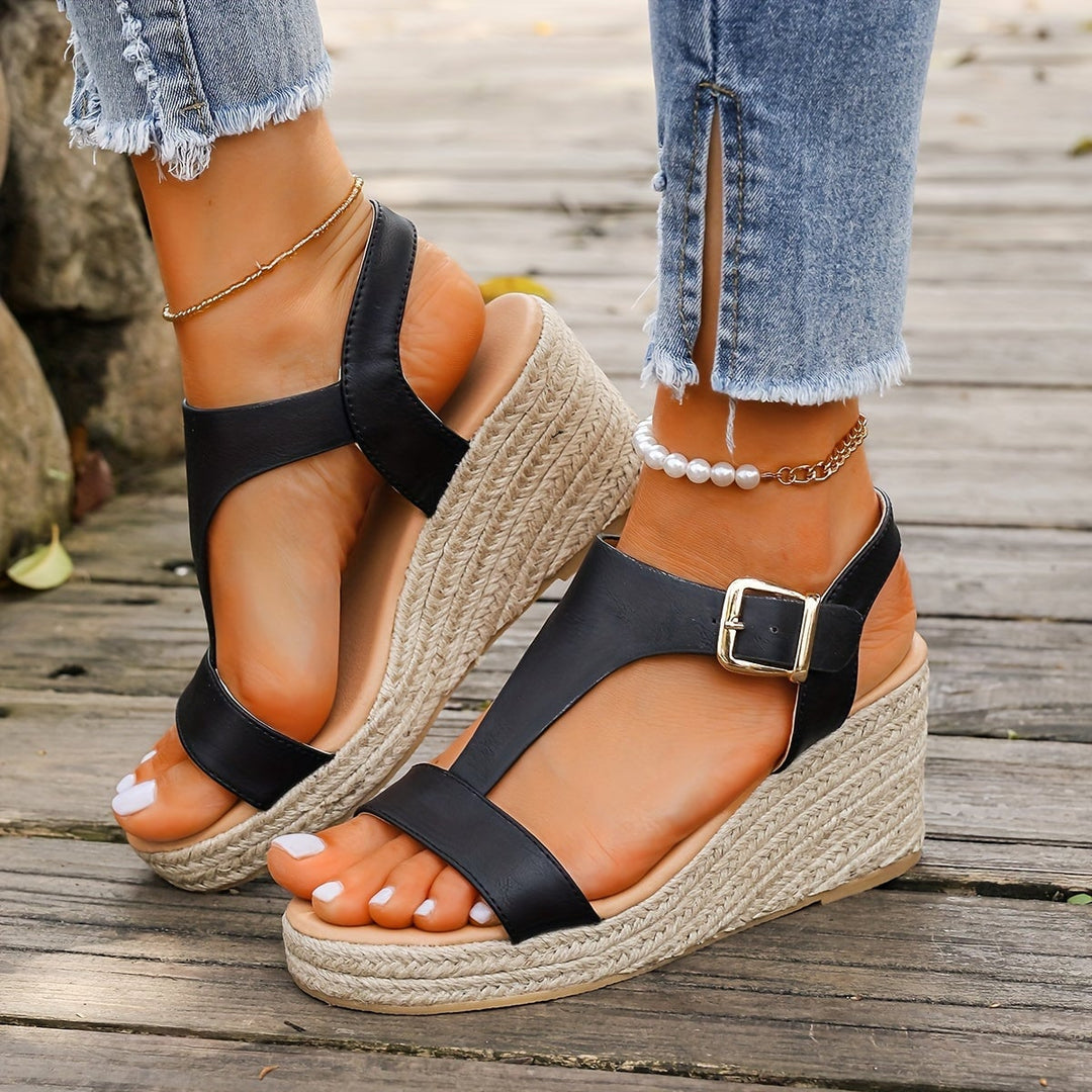 Tallulah women's sandals in Black, side profile on white background
