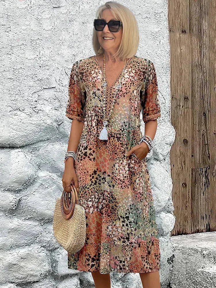 Tanya colorful midi dress shown in multiple color options including Blush Pink and Lavender Purple