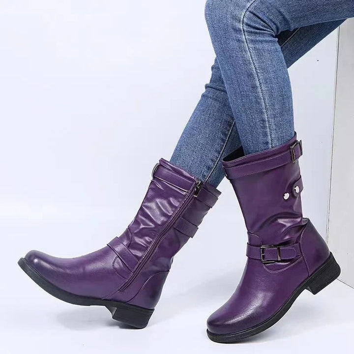 BobaFashion orthopedic ankle boots styled with jeans showing leg-lengthening ankle-height cut