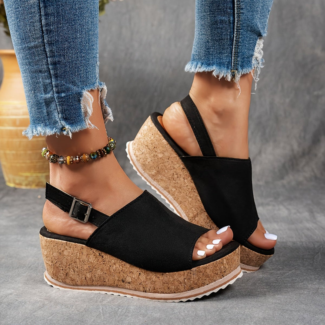 Terra women's platform sandals in brown leopard print, front three-quarter view