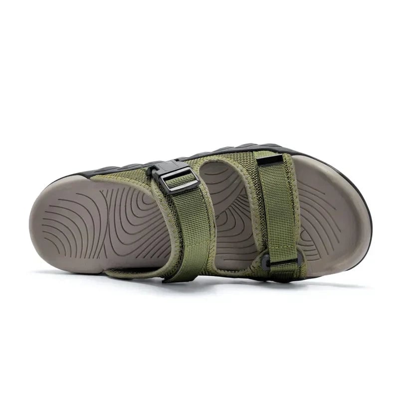 Wisteria women's sport slides in black, sole detail showing flexible construction
