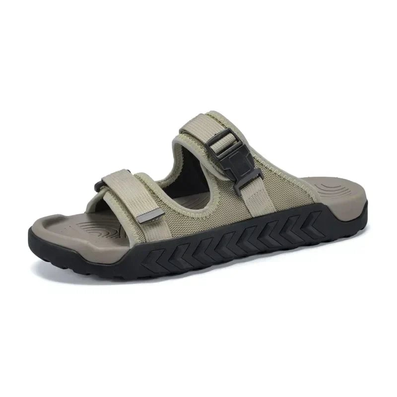 Wisteria women's sport slides in khaki, worn on foot showing relaxed everyday fit